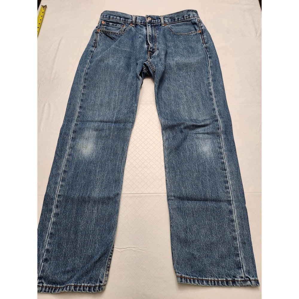 Levis 505 Jeans Mens 36x32 Blue Denim Straight Leg Regular Fit Medium Wash